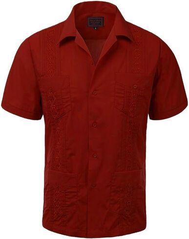 vkwear Guayabera Men's Cuban Beach Wedding Short Sleeve Button-up Casual Dress Shirt in Kuwait