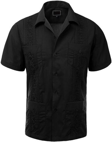 vkwear Guayabera Men's Cuban Beach Wedding Short Sleeve Button-up Casual Dress Shirt in Kuwait