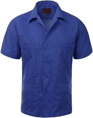 vkwear Guayabera Men's Cuban Beach Wedding Short Sleeve Button-up Casual Dress Shirt in Kuwait