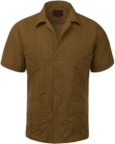 vkwear Guayabera Men's Cuban Beach Wedding Short Sleeve Button-up Casual Dress Shirt in Kuwait