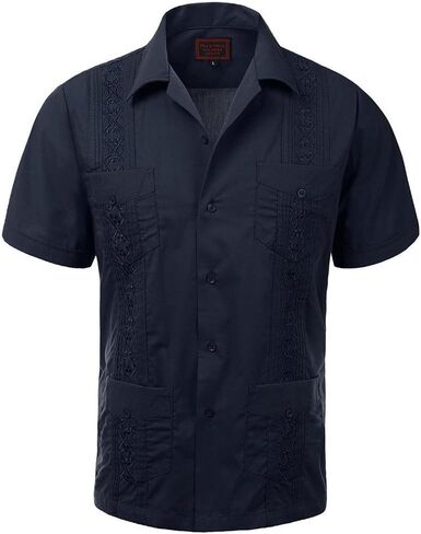 vkwear Guayabera Men's Cuban Beach Wedding Short Sleeve Button-up Casual Dress Shirt in Kuwait