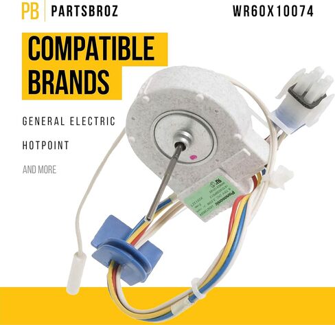 WR60X10307 WR60X10074 Evaporator Fan Motor by PartsBroz - Compatible Hotpoint, GE Refrigerator Parts & Accessories - Replaces AP3191003 EA304658 PS304658 - Upgraded Cool Air Producer for Home Fridge in Saudi Arabia