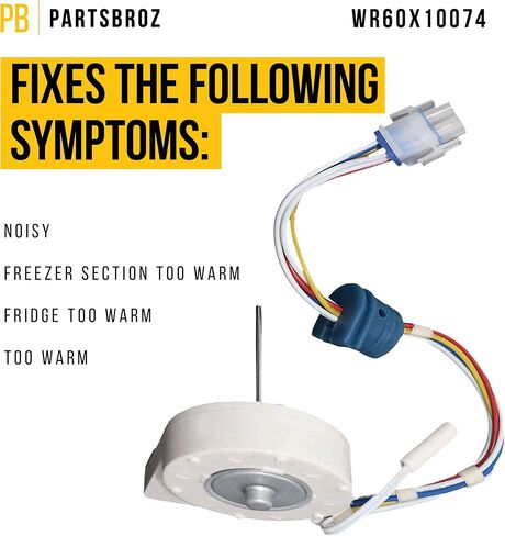 WR60X10307 WR60X10074 Evaporator Fan Motor by PartsBroz - Compatible Hotpoint, GE Refrigerator Parts & Accessories - Replaces AP3191003 EA304658 PS304658 - Upgraded Cool Air Producer for Home Fridge in Saudi Arabia