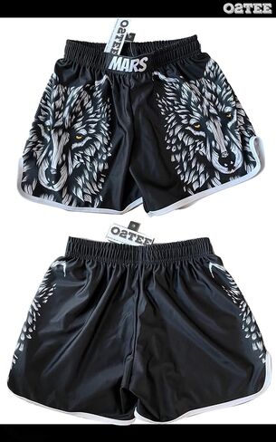 O2TEE Wolf Skull Muay Thai Shorts Combat Fight MMA Boxer Boxing Trunks in Kuwait