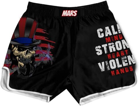 O2TEE Wolf Skull Muay Thai Shorts Combat Fight MMA Boxer Boxing Trunks in Kuwait