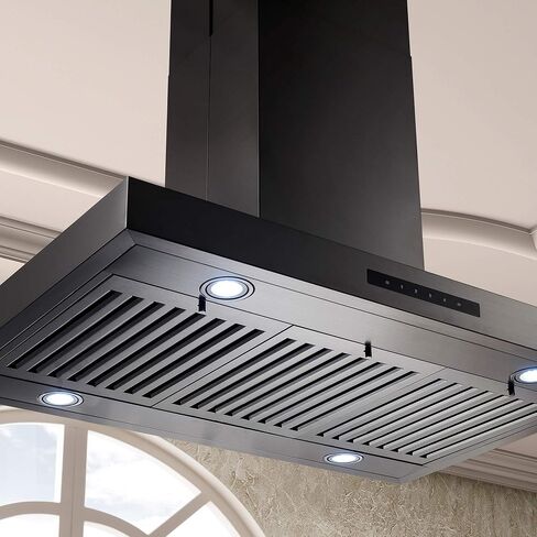 ZLINE 36" Convertible Island Mount Range Hood in Black Stainless Steel (BSKE2iN-36) in Saudi Arabia