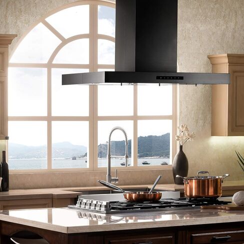 ZLINE 36" Convertible Island Mount Range Hood in Black Stainless Steel (BSKE2iN-36) in Saudi Arabia
