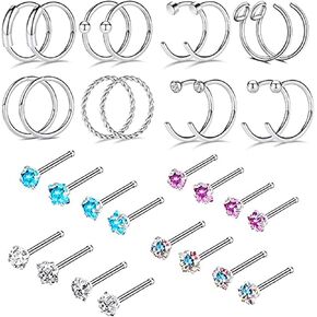 YOFANST 20G Nose Ring Hoop Septum Rings L-Shaped S-Shaped Nose Pin Studs Bone Tragus Cartilage Rings in Saudi Arabia