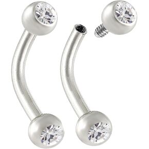 2pcs 16g Internal Thread Curved Barbell Cartilage Lip Tragus Eyebrow Helix Conch Stud Surgical Steel Crystal Stud Pick Size in Saudi Arabia