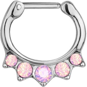 Forbidden Body Jewelry 16g Surgical Steel Synthetic Opal & CZ Crystal Hanger Septum Clicker Hoop in Saudi Arabia