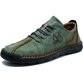 FLYLAND Men's Causal Loafers Leather Handmade Driving Oxford Flats Comfortable Walking Shoes Chukka Boots Business Work Office Shoes