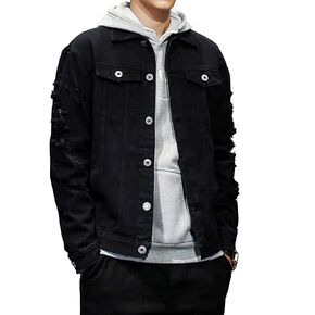 DAVID.ANN Men's Denim Jacket Slim Fit Trucker Coat in Kuwait