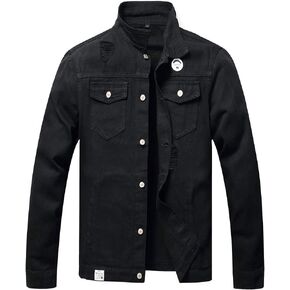 CHUNYEMEN Mens Ripped Jeans Jacket Fashion Slim Denim Jacket for Men in Saudi Arabia