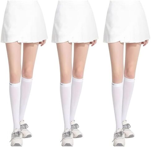 3 Pairs Sun Protection Athletic Socks UPF 50+,Ice Silk Breathable Cool Knee High Socks for School,Daily Wear,Cosplay. in Kuwait