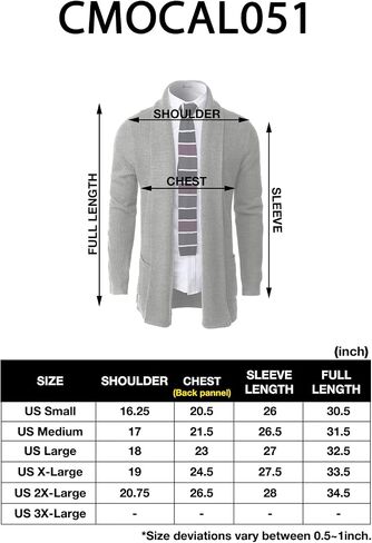 H2H Mens Casual Comfortable Fit Ruffle Shawl Collar Knitted Open Front Long Length Sweater Cardigan in Kuwait