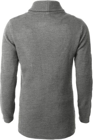 H2H Mens Casual Comfortable Fit Ruffle Shawl Collar Knitted Open Front Long Length Sweater Cardigan in Kuwait