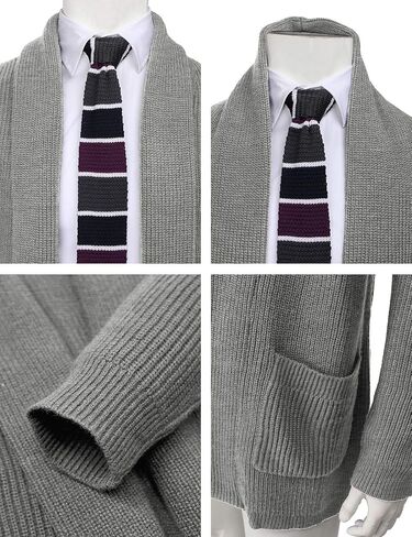 H2H Mens Casual Comfortable Fit Ruffle Shawl Collar Knitted Open Front Long Length Sweater Cardigan in Kuwait