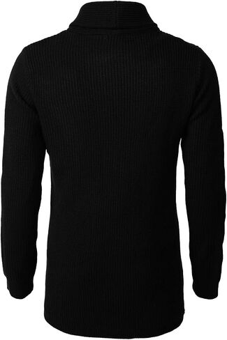H2H Mens Casual Comfortable Fit Ruffle Shawl Collar Knitted Open Front Long Length Sweater Cardigan in Kuwait