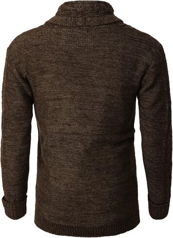 H2H Mens Casual Comfortable Fit Ruffle Shawl Collar Knitted Open Front Long Length Sweater Cardigan in Kuwait