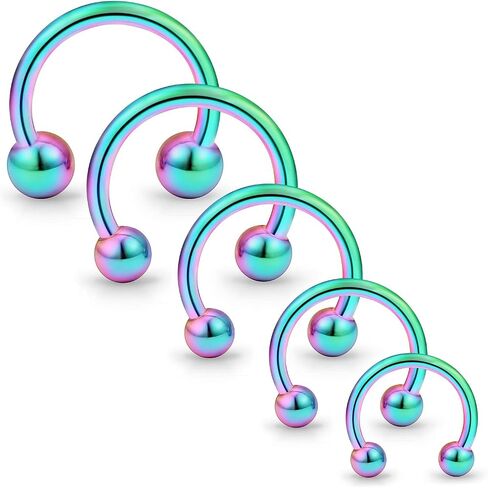 Cisyozi 6PCS 20G 16G 14G 12G 8G 6G Surgical Steel Horseshoes Nose Septum Eyebrow Lip Tragus Helix Cartilage Earring Hoop Piercing Ring Jewelry in Saudi Arabia
