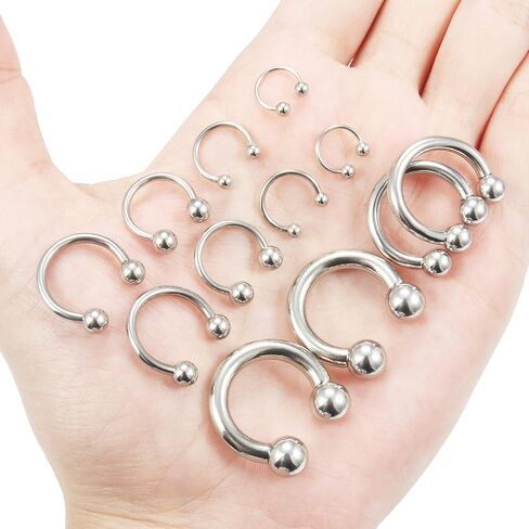 Cisyozi 6PCS 20G 16G 14G 12G 8G 6G Surgical Steel Horseshoes Nose Septum Eyebrow Lip Tragus Helix Cartilage Earring Hoop Piercing Ring Jewelry in Saudi Arabia