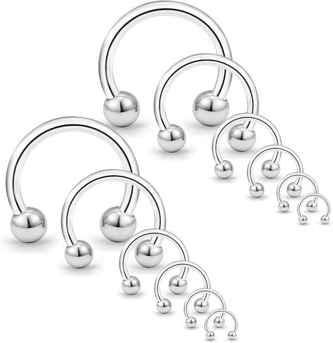 Cisyozi 6PCS 20G 16G 14G 12G 8G 6G Surgical Steel Horseshoes Nose Septum Eyebrow Lip Tragus Helix Cartilage Earring Hoop Piercing Ring Jewelry in Saudi Arabia