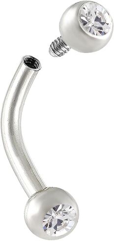 2pcs 16g Internal Thread Curved Barbell Cartilage Lip Tragus Eyebrow Helix Conch Stud Surgical Steel Crystal Stud Pick Size in Saudi Arabia