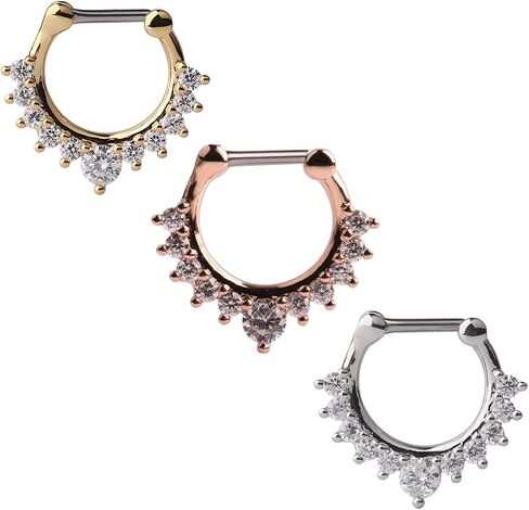 Ruifan 16G Horseshoe Circular Barbell and Nose Ear Daith Septum Clicker Ring with Clear CZ Gems 316L Surgical Steel 2-16PCS in Saudi Arabia