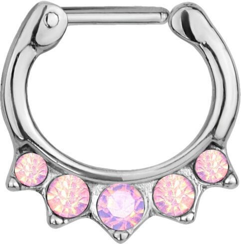 Forbidden Body Jewelry 16g Surgical Steel Synthetic Opal & CZ Crystal Hanger Septum Clicker Hoop in Kuwait