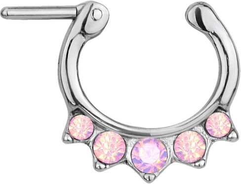 Forbidden Body Jewelry 16g Surgical Steel Synthetic Opal & CZ Crystal Hanger Septum Clicker Hoop in Kuwait