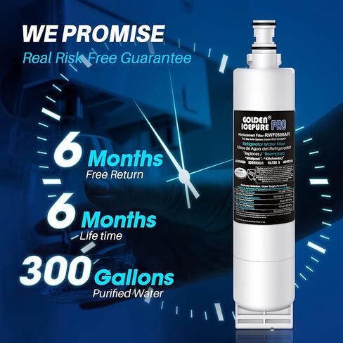 استبدال فلتر مياه الثلاجة GOLDEN ICEPURE 4396508 لفلتر EveryDrop 5، 4 عبوات، EDR5RXD1، 4392857، 4396510، Clch100، 46-9010، NLC240V، 8212491، WF285 in Kuwait