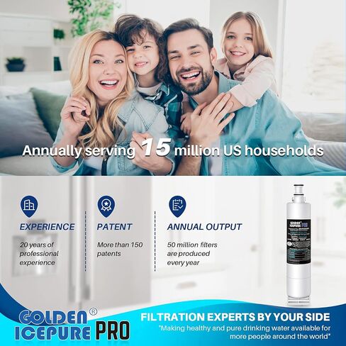 استبدال فلتر مياه الثلاجة GOLDEN ICEPURE 4396508 لفلتر EveryDrop 5، 4 عبوات، EDR5RXD1، 4392857، 4396510، Clch100، 46-9010، NLC240V، 8212491، WF285 in Kuwait