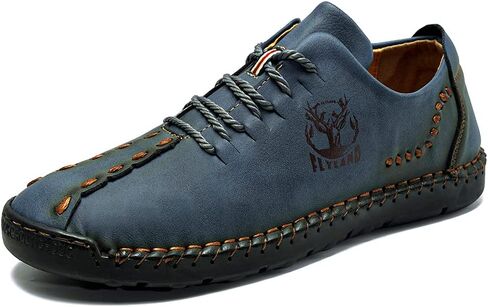 FLYLAND Men's Causal Loafers Leather Handmade Driving Oxford Flats Comfortable Walking Shoes Chukka Boots Business Work Office Shoes in Kuwait