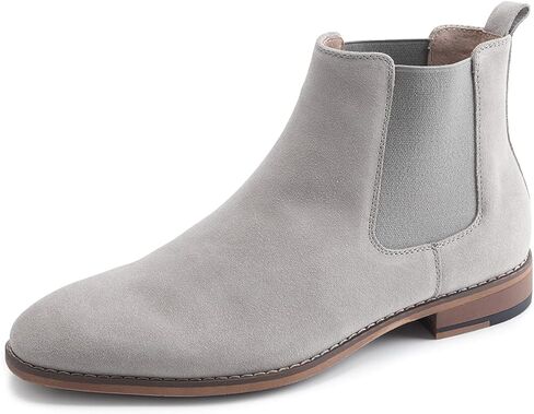 Men's Chelsea Slip-on Suede Boots, Genuine Leather Boots, Waterproof Casual Oxford Dress Ankle Bootie MS05 in Kuwait