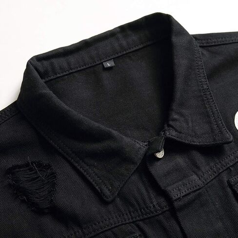 CHUNYEMEN Mens Ripped Jeans Jacket Fashion Slim Denim Jacket for Men in Saudi Arabia