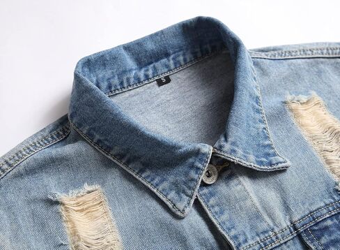 CHUNYEMEN Mens Ripped Jeans Jacket Fashion Slim Denim Jacket for Men in Saudi Arabia
