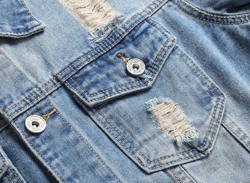 CHUNYEMEN Mens Ripped Jeans Jacket Fashion Slim Denim Jacket for Men in Saudi Arabia