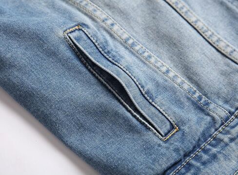 CHUNYEMEN Mens Ripped Jeans Jacket Fashion Slim Denim Jacket for Men in Saudi Arabia
