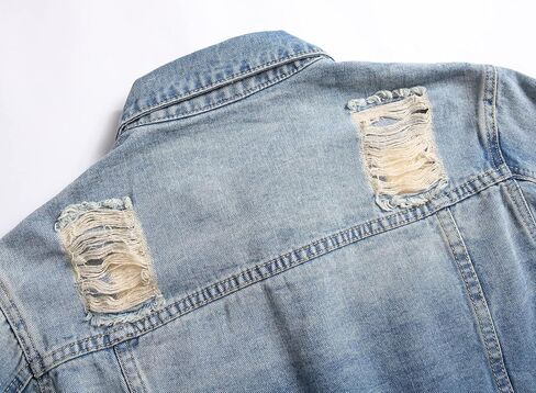 CHUNYEMEN Mens Ripped Jeans Jacket Fashion Slim Denim Jacket for Men in Saudi Arabia