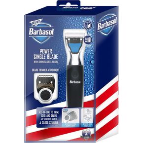 Barbasol Rechargeable Electric Wet and Dry Single Blade Shaver with Stainless Steel Blades and Adjustable Beard Trimmer Attachment in Saudi Arabia
