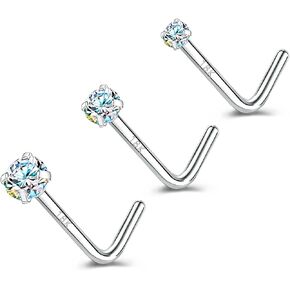 ZS 18K Real Gold 20G Nose Rings for Women Men, 1.5mm 2mm 3mm CZ Simulated Diamond, Solid 7mm Nose Stud Pin Piercing, Non-Irritating Skin Body Jewelry in Saudi Arabia