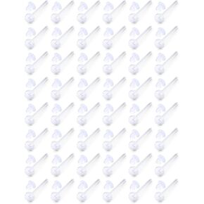 Ocptiy Clear Plastic Earring Stud Retainer Set Acrylic Silicone Invisible Earrings Post 20G Bioflex Flat Ear Tragus Cartilage Helix Earring Pin Ring Spacers Piercing Jewelry Men Women Work Sport