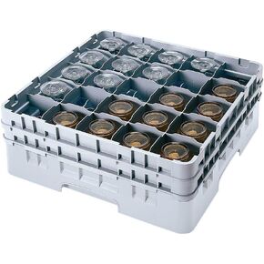 Cambro 25S418-151 4-1/2-Inch Camrack Plastic Stemware and Tumbler Glass Rack with 25 Compartments, Full, Soft Gray in Kuwait