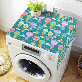 Cartoon Animal Balloon Washer and Dryer Top Cover Washing Machine Top Cover Fridge Dust Cover with Storage Bags for Home and Kitchen