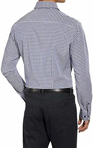 KirklandSignature Men's Traditional Dress Shirt (Blue Gingham, Large/ 16-16.5) in Saudi Arabia