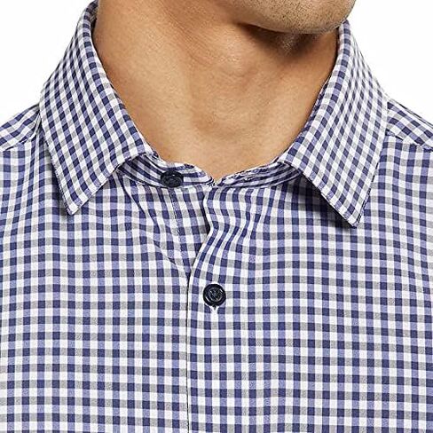 KirklandSignature Men's Traditional Dress Shirt (Blue Gingham, Large/ 16-16.5) in Saudi Arabia