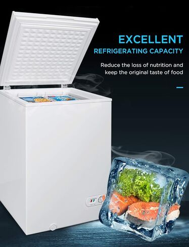 COOLHOME 3.5 Cubic Feet Chest Freezer with Removable Basket, from 6.8℉ to -4℉ Free Standing Compact Fridge Freezer for Home/Kitchen/Office/Bar (WHITE, 3.5 cubic feet) in Saudi Arabia