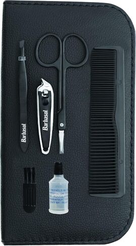 Barbasol 10-Piece All-in-One Men’s Grooming Kit, Includes Detail/Ear and Nose/Micro Trimmer, Manicure Set: Comb, Scissors, Tweezers and Nail Clipper, Travel Case, Oil and Cleaning Brush in Kuwait