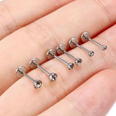 Ftovosyo 20G 18G Threadless Push in Nose Rings Studs Surgical Steel Pushin Nose Stud 2mm 2.5mm 3mm Round Crystal Nose Piercing Jewelry for Women Men in Saudi Arabia