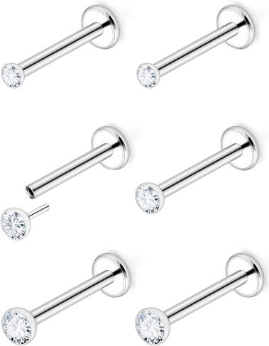 Ftovosyo 20G 18G Threadless Push in Nose Rings Studs Surgical Steel Pushin Nose Stud 2mm 2.5mm 3mm Round Crystal Nose Piercing Jewelry for Women Men in Saudi Arabia
